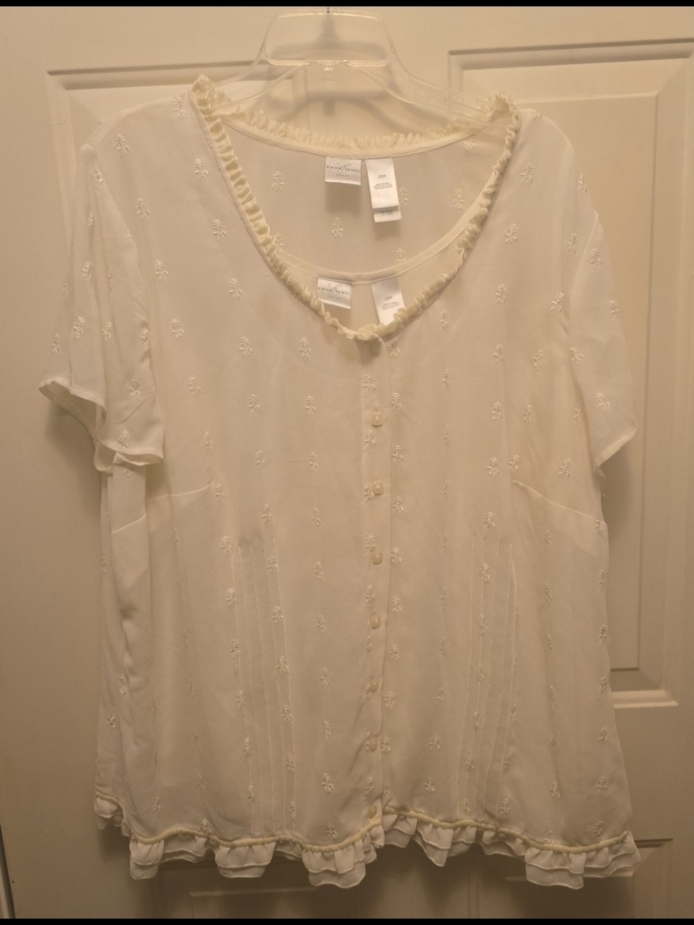 Vintage Emma James 2-piece Sheer Blouse & Camisole Tank Set 
Size 22W